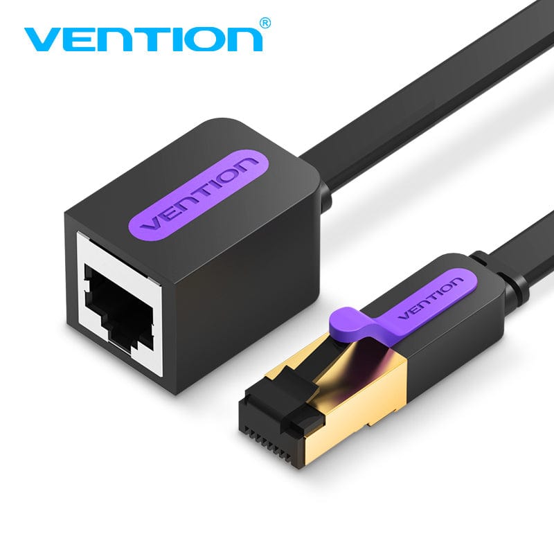 Vention Flat Cat.7 Extension Patch Cable 0.5/1/1.5/2/3/5/8/10M Black