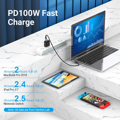 Vention USB 2.0 C Male Right Angle to C Male 5A Cable 0.5/1/1.5/2M Gray Aluminum Alloy Type