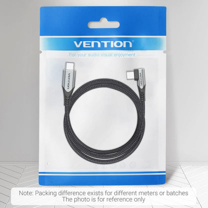 Vention USB 2.0 C Male Right Angle to C Male 5A Cable 0.5/1/1.5/2M Gray Aluminum Alloy Type