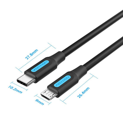 Vention USB 2.0 C Male to Micro-B Male 2A Cable 0.5/1/1.5/2M Black
