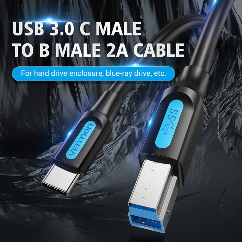 Vention USB 3.0 C Male to B Male 2A Cable 0.25/0.5/1M Black