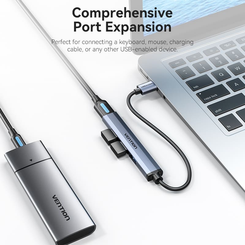 Vention USB 3.0 to USB 3.0/USB 2.0*3 Mini Hub 0.15M Gray Metal Type