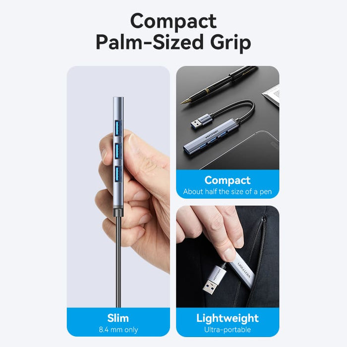 Vention 4-Port USB Hub - Ultra-Slim, 5Gbps, Pocket-Sized