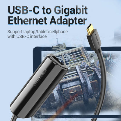 Vention USB-C to Gigabit Ethernet Adapter 0.15M Black
