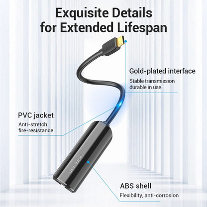 Vention USB-C to Gigabit Ethernet Adapter 0.15M Black