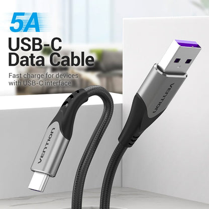 Vention USB-C to USB 2.0-A  Fast Charging Cable 0.25M Gray Aluminum Alloy Type