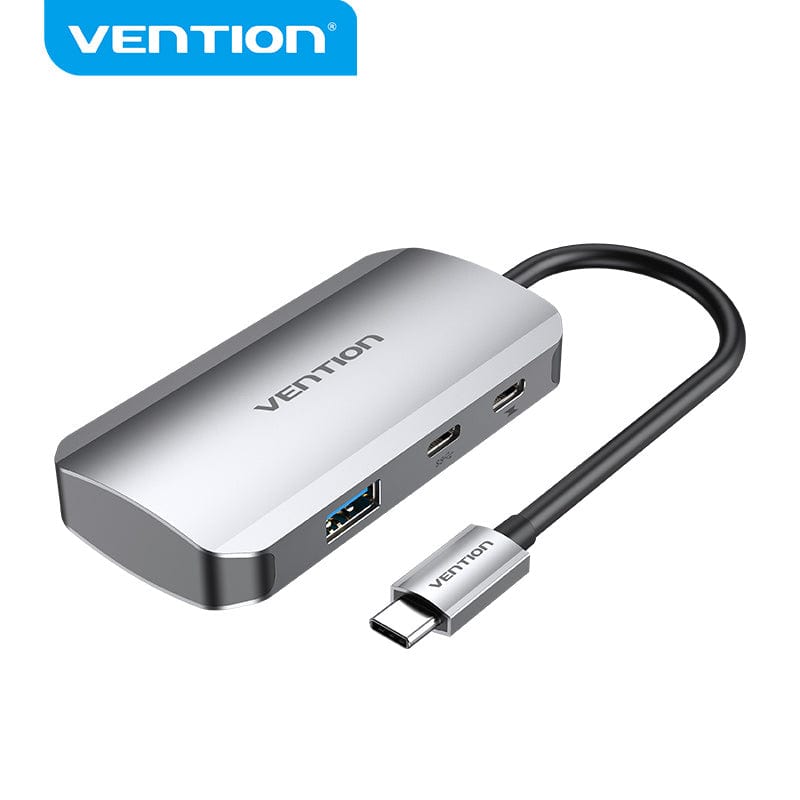 Vention USB-C to USB-C Gen 1/USB3.0x3/PD Hub 0.15M Gray Aluminum Alloy Type