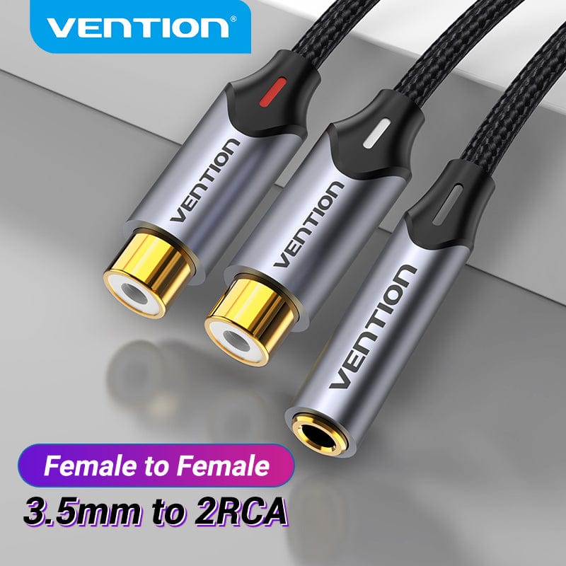 VENTION 速卖通 0.3m RCA Cable 3.5 Jack to 2 RCA Splitter Female to Female Jack 3.5 mm RCA Connecter for Amplifiers Speaker Tablet AUX Cable
