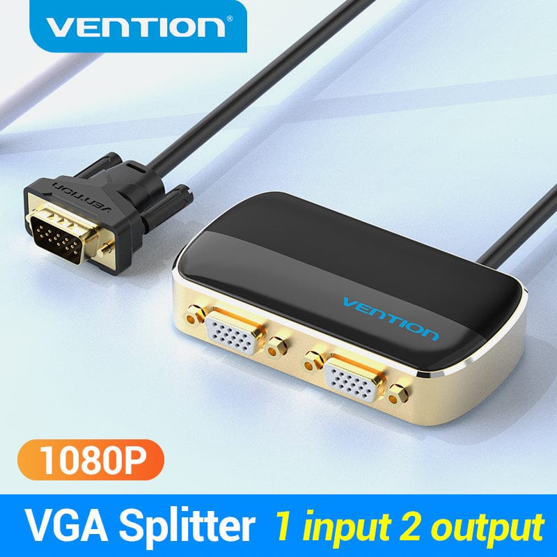 VENTION 速卖通 1 in 2 VGA Splitter 1 in 2 out VGA Male to 2 Female Audio Splitter with Power Cable