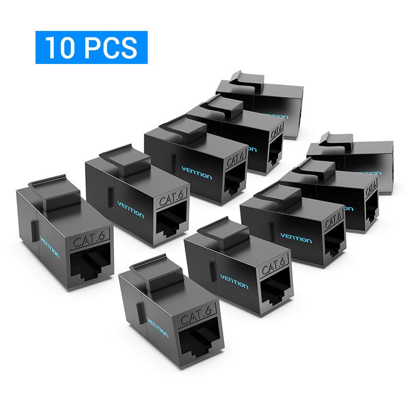 VENTION 速卖通 10 PCS-Black RJ45 Connector Cat6 Ethernet Adapter Female to Female R J45 8P8C Network Extender Extension Cable for Ethernet Cable