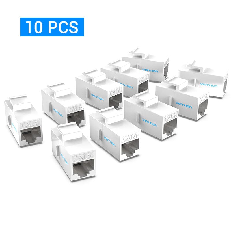 VENTION 速卖通 10 PCS-White RJ45 Connector Cat6 Ethernet Adapter Female to Female R J45 8P8C Network Extender Extension Cable for Ethernet Cable