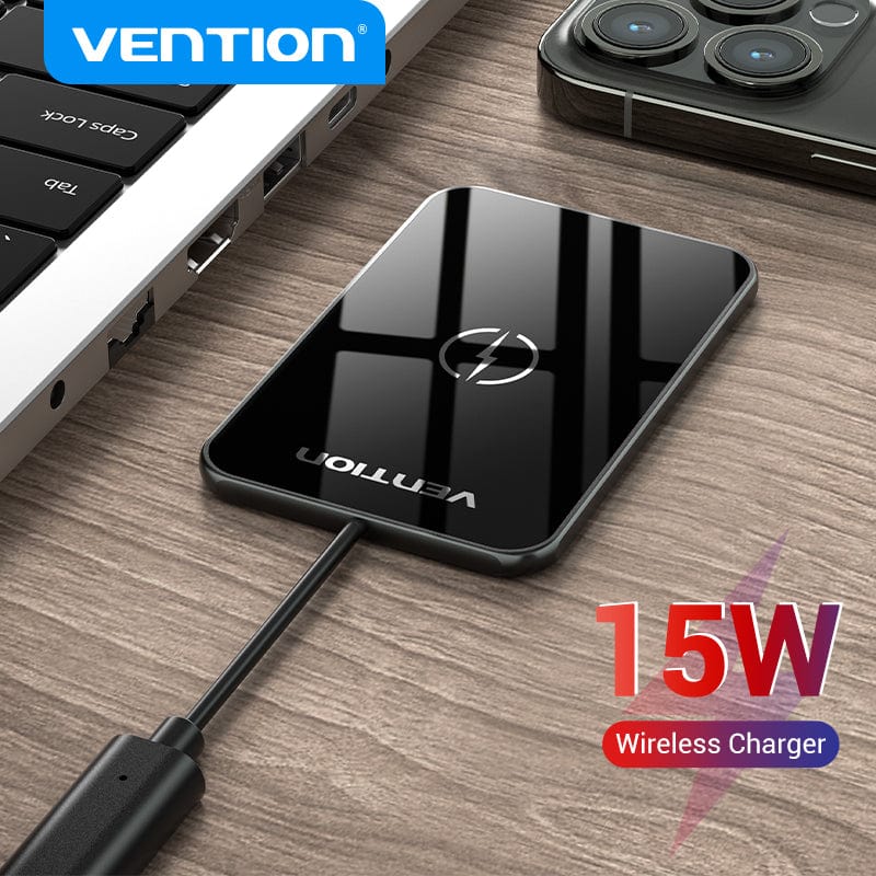 VENTION 速卖通 15W Black 15W Wireless Charger For iPhone 13 12 Max Wireless Charging Pad For Xiaomi Samsung Huawei Airpods Fast Wireless Chargers