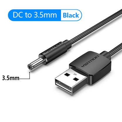 VENTION 速卖通 1M / DC to 3.5mm Black USB to DC 3.5mm Power Cable USB A to 3.5 Jack Connector 5V Power Supply Adapter for Fans USB HUB DC 5.5mm Charging Cable