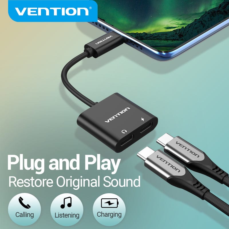 VENTION 速卖通 2 in 1 USB C to Dual Digital Type C HeadPhone Adapter