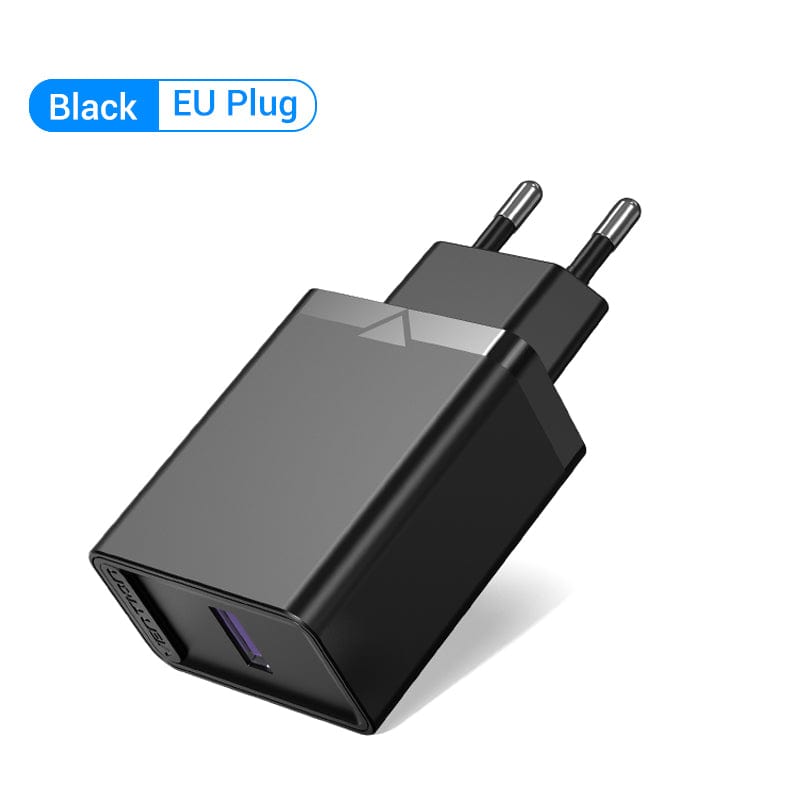 VENTION 速卖通 22.5W EU Plug Black USB Quick Charge 3.0 QC 22.5W USB Charger for Huawei SCP Samsung Xiaomi Fast Wall Charging Portable Mobile Phone Charger