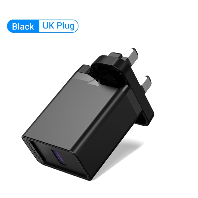 VENTION 速卖通 22.5W UK Black Plug USB Quick Charge 3.0 QC 22.5W USB Charger for Huawei SCP Samsung Xiaomi Fast Wall Charging Portable Mobile Phone Charger