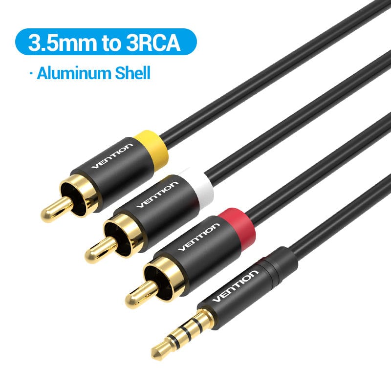 VENTION 速卖通 3.5 to 3RCA Aluminum / 1.5m Jack 3.5mm to 3RCA Cable 3.5mm Jack Male to 3 RCA Male AUX Audio Splitter for Speaker TV Box Stereo Aux Cable 2.5 to RCA