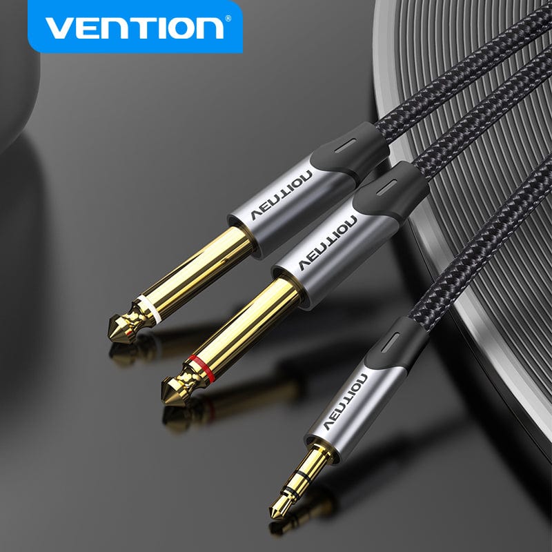 VENTION 速卖通 3.5mm to Double 6.5mm TRS Cable AUX Male Mono 6.5 Jack to Stereo 3.5 Jack Audio Cable for Mixer Amplifier 6.35 Adapter