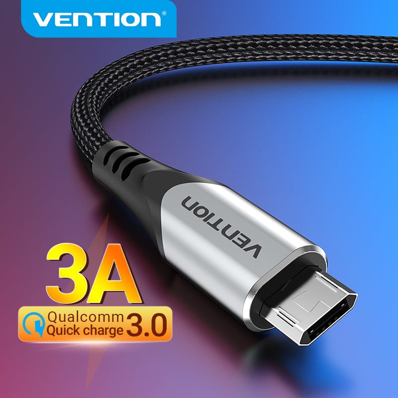 VENTION 速卖通 3A Reversible Micro USB Cable Nylon Fast Charging for Samsung Xiaomi HTC LG USB Charger Data Cable Mobile Phone Cable