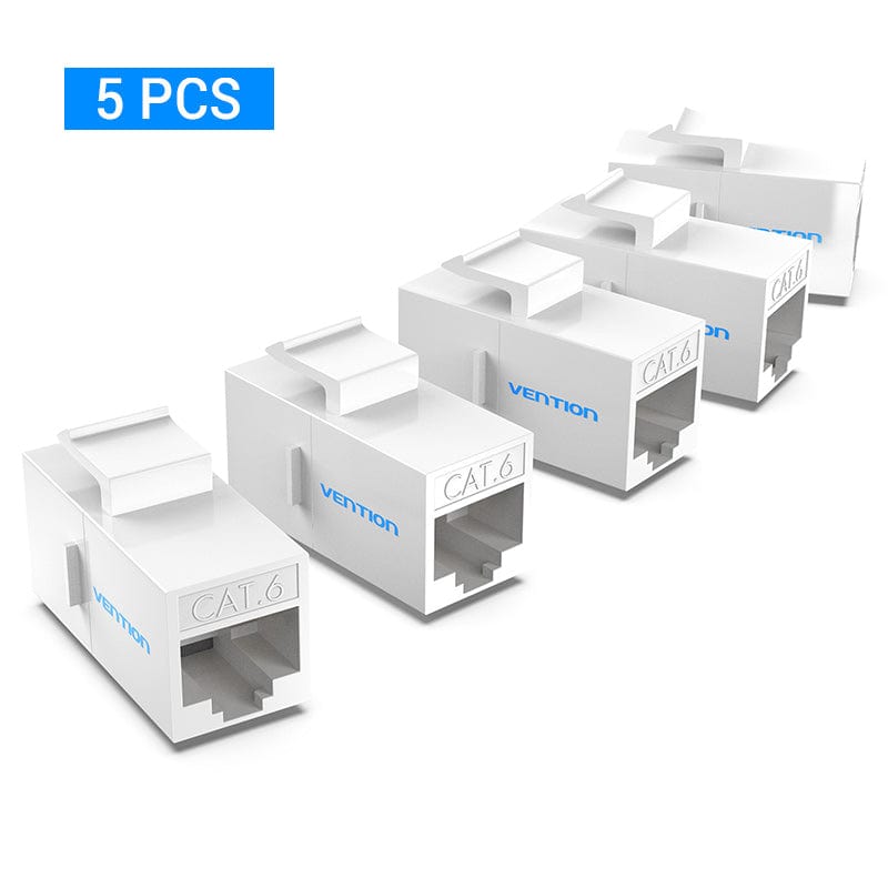 VENTION 速卖通 5 PCS-White RJ45 Connector Cat6 Ethernet Adapter Female to Female R J45 8P8C Network Extender Extension Cable for Ethernet Cable
