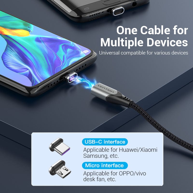 VENTION 速卖通 5A Magnetic Charge Cable Fast Charging USB Type C Cable Magnet Micro USB Data Charging Wire Mobile Phone Cable USB Cord