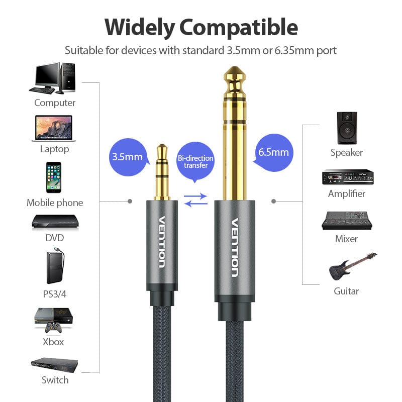 Elevate Your Audio Experience with the Vention 3.5mm to 6.5mm