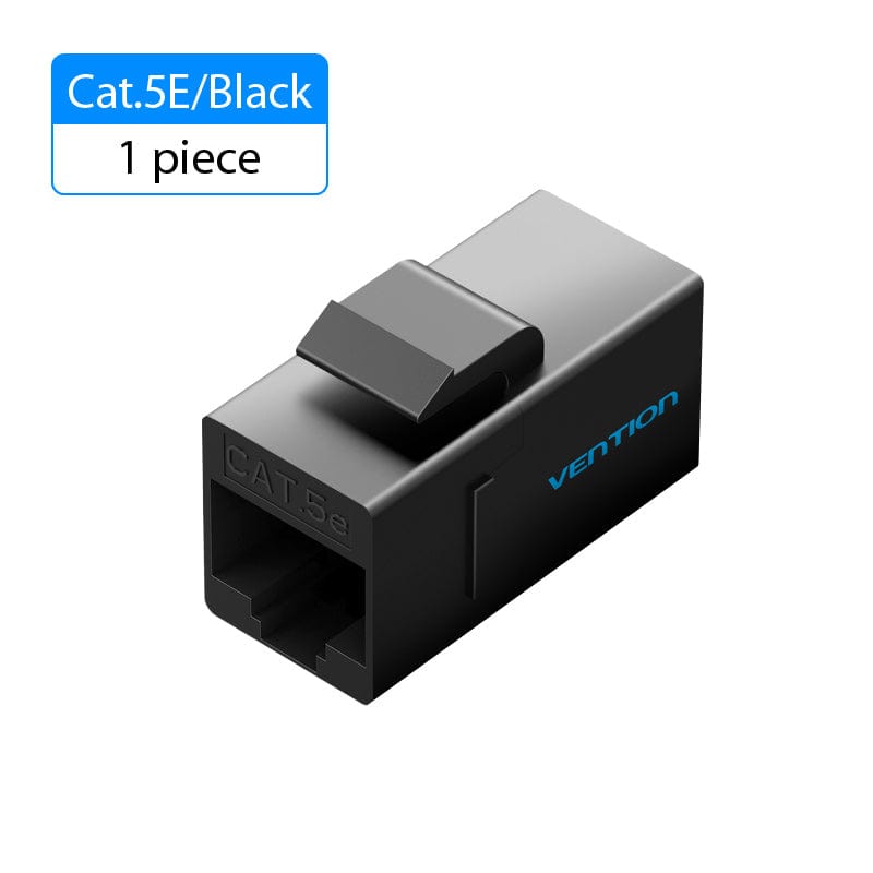 VENTION 速卖通 Black 1 PC Cat5E Connector RJ45 Coupler Ethernet Cable Cat 5E Female to Female Extender Extension Adapter