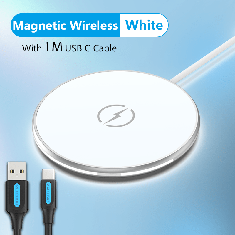 VENTION 速卖通 Black Add 1M Cable Magnetic Wireless Charger For iPhone 12 13 Magnet Induction Charger For AirPods Pro Xiaomi Huawei 15W Wireless Charging
