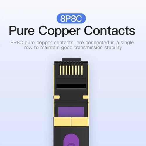 High-Speed Vention Flat CAT7 Shielded Ethernet Patch Cable - 10Gbps, 600MHz