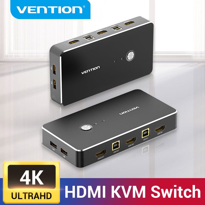 VENTION 速卖通 HDMI KVM Switch HDMI KVM Switch USB 2.0 Switcher for Printer Monitor Keyboard Mouse 2 PCs Sharing 1 Device 4K/30Hz HDMI VGA KVM Switch