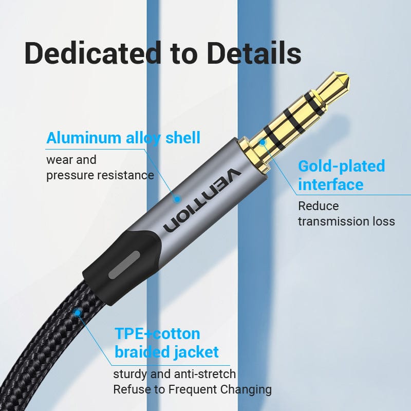 VENTION 速卖通 Jack 3.5 Aux Cable Male to Male 3.5 mm Jack HiFi Audio Cable for Guitar Car Microphone Headphone Speaker Cable Aux Cord