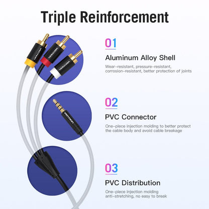 VENTION 速卖通 Jack 3.5mm to 3RCA Cable 3.5mm Jack Male to 3 RCA Male AUX Audio Splitter for Speaker TV Box Stereo Aux Cable 2.5 to RCA