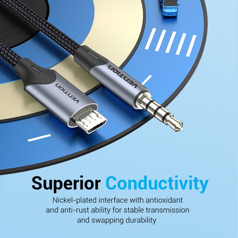VENTION 速卖通 Micro USB to 3.5mm Audio Cable for Hi-Fi Sound Card Microphone Karaoke 3.5 Jack Adapter for Samsung Xiaomi Android Phone