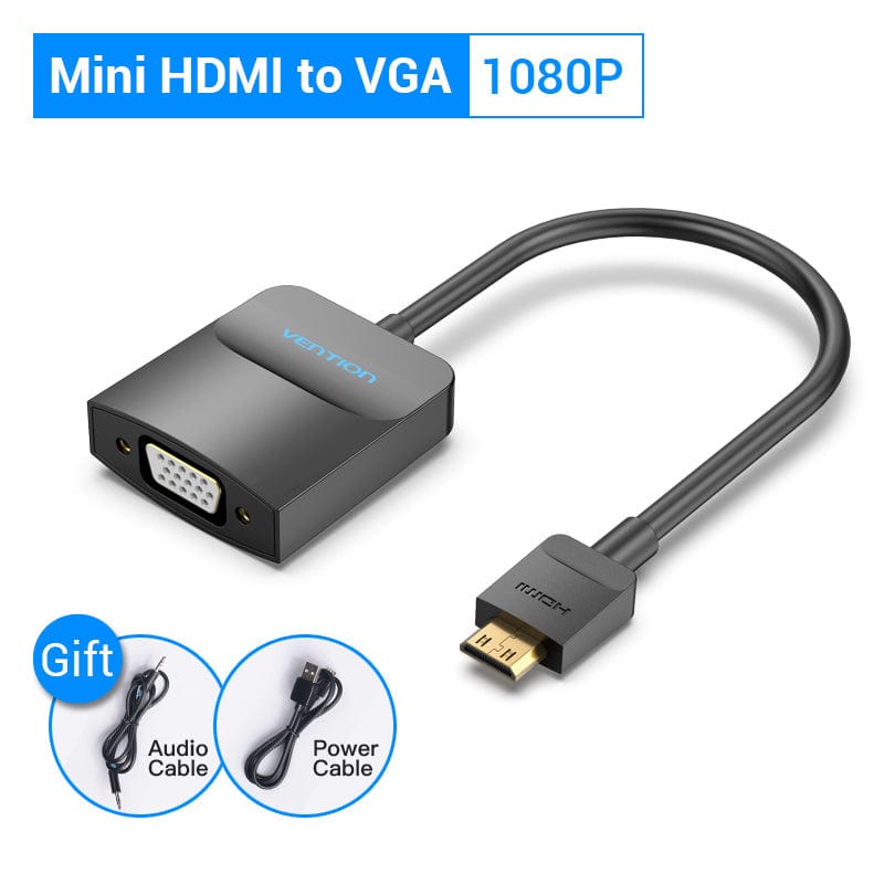 VENTION 速卖通 Mini HDMI to VGA Micro HDMI to VGA Adapter HDMI Male to VGA Female Converter with Jack 3.5 Cable 1080P