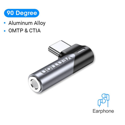 VENTION 速卖通 Type C to 3.5 Jack Female Earphone Aux Connecter USB Type C to Jack 3.5 mm Adapter for Xiaomi Honor Huawei P40 mate 30
