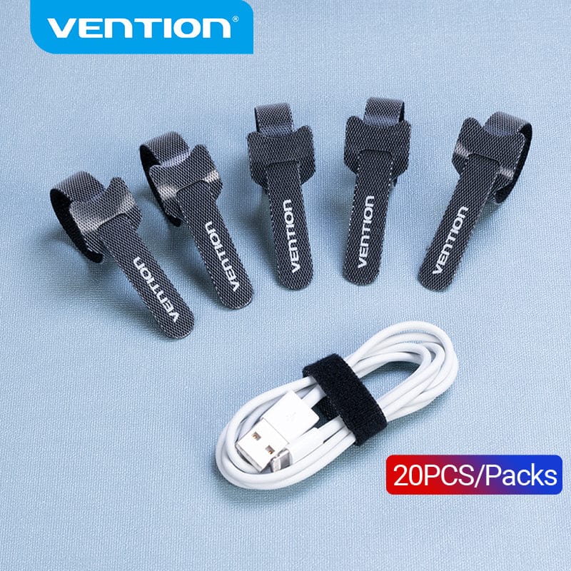 VENTION 速卖通 Upgraded Nylon 20PCS USB Cable Winder Cable Organizer 20PCS/Packs for Ties Mouse Earphone Holder iPhone Cable Management Hoop Tape Protector