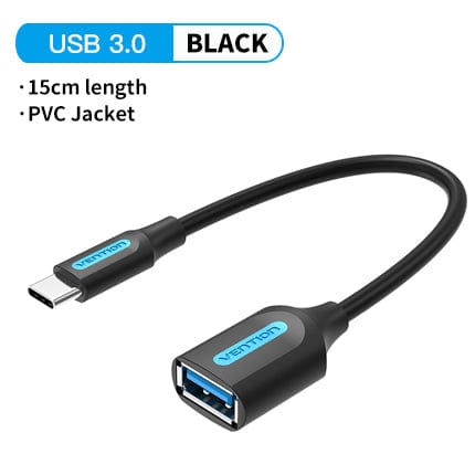 VENTION 速卖通 USB 3.0 PVC Black USB C to USB Adapter OTG Cable Type C to USB 3.0 2.0 Female Cable Adapter for MacBook Pro Xiaomi Mi 9 Type-C Adapter