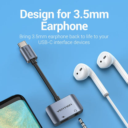 VENTION 速卖通 USB C to 3.5 USB C to Jack 3.5 Type C Cable Adapter USB Type C 3.5mm AUX Earphone Converter for Huawei P30 Mate 30 Pro Xiaomi Mi 8 9