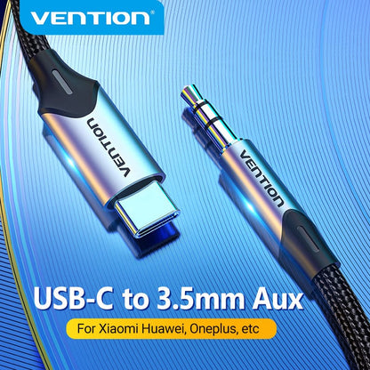 VENTION 速卖通 USB C to 3.5mm Type C to Aux Headphone 3.5 Jack Adapter Audio Cable for Huawei P40 nova7 Xiaomi Mi 6 9 10 Pro Oneplus 7