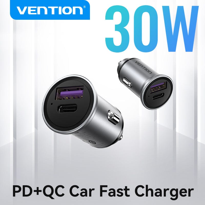 VENTION 速卖通 USB Car Charger Quick Charge SCP QC4.0 QC3.0 30W Type C PD Car Fast Charging for Xiaomi Huawei iPhone PD Charger