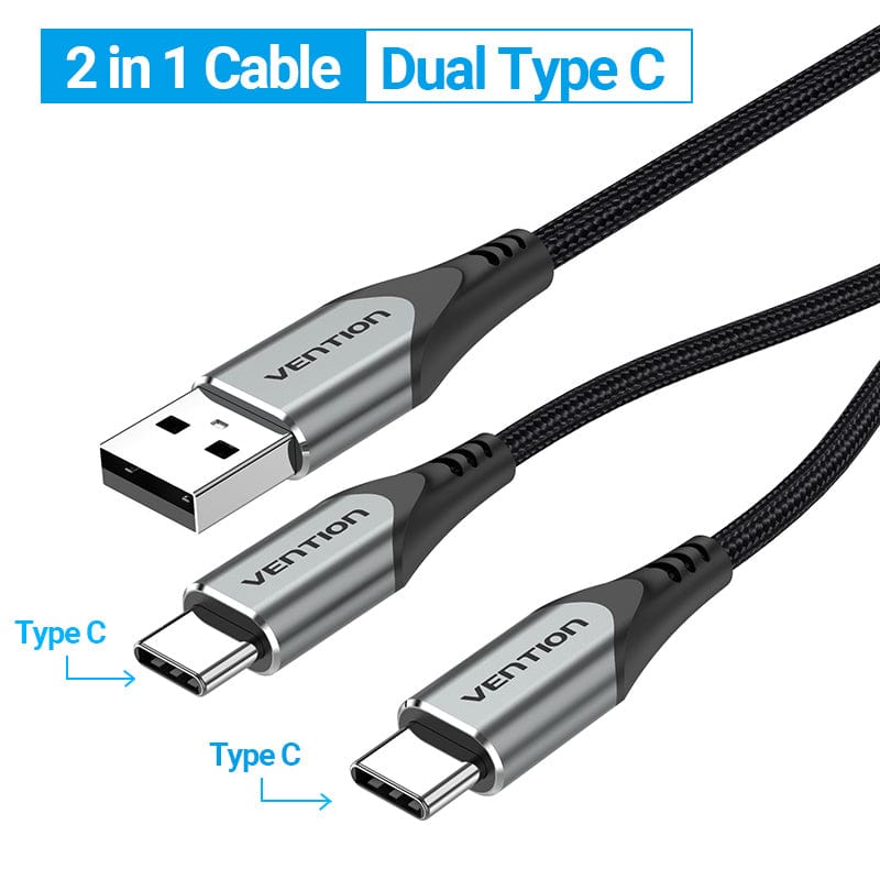 VENTION 速卖通 USB Type C Cable for Huawei P40 Pro Mate 30 Pro Dual USB C Fast USB Charging Cord for Xiaomi Samsung S20 Type-C Cable