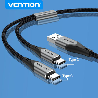 VENTION 速卖通 USB Type C Cable for Huawei P40 Pro Mate 30 Pro Dual USB C Fast USB Charging Cord for Xiaomi Samsung S20 Type-C Cable