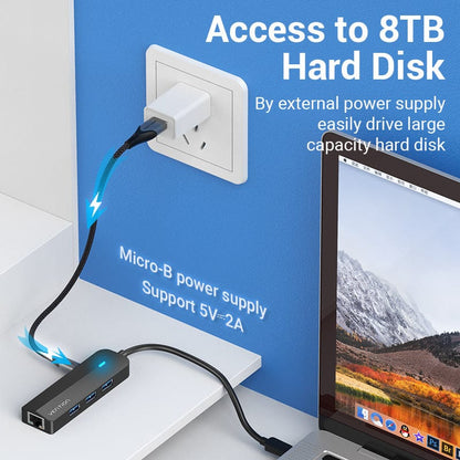 VENTION 速卖通 USB3.0 HUB Vention USB C Ethernet Adapter USB 3.0 USB C to RJ45 Lan USB HUB