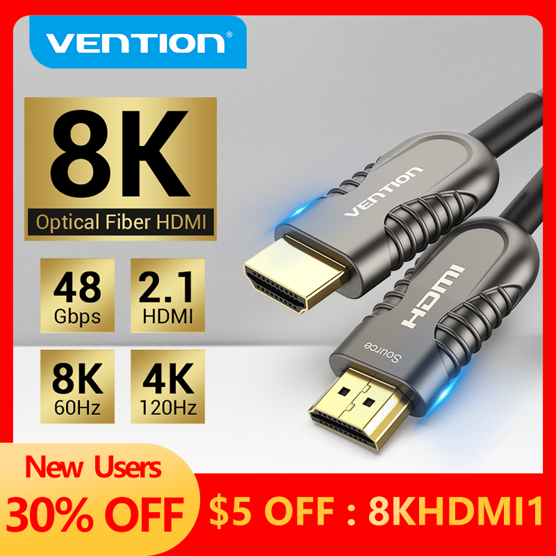 VENTION 速卖通 Vention 8K HDMI Cable 120Hz 48Gbps Fiber Optic HDMI Cable Ultra High Speed HDR eARC