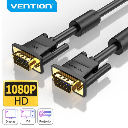 VENTION 速卖通 VGA Cable Male to Male 1080P 15 Pin VGA to VGA Cable for Monitor Projector TV Braided Shielding Cord 1m 5m VGA Converter