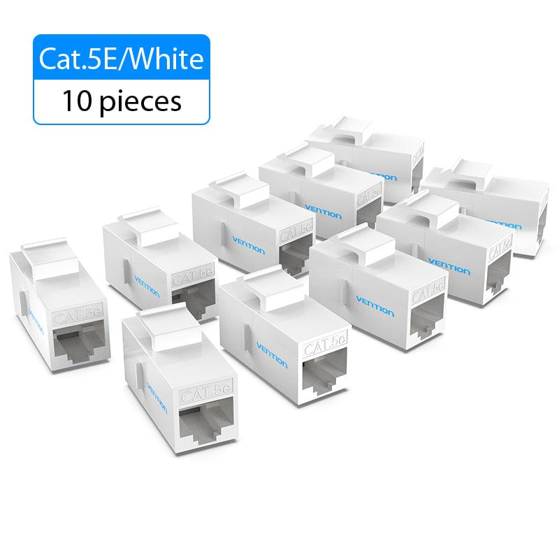 VENTION 速卖通 White 10 PCS Cat5E Connector RJ45 Coupler Ethernet Cable Cat 5E Female to Female Extender Extension Adapter