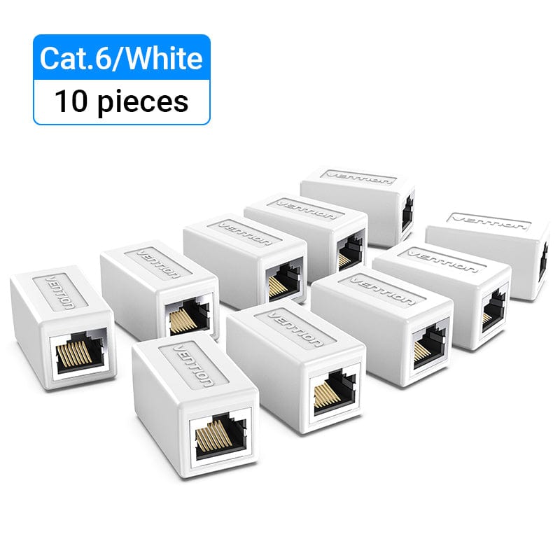 VENTION 速卖通 White 10 PCS Cat6 Connector FTP Cat6/5e Ethernet Adapter 8P8C Network Extender Extension Cable for Ethernet Cable RJ45 Connector