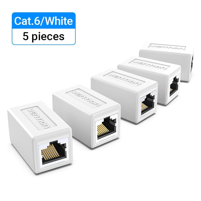 VENTION 速卖通 White 5 PCS Cat6 Connector FTP Cat6/5e Ethernet Adapter 8P8C Network Extender Extension Cable for Ethernet Cable RJ45 Connector