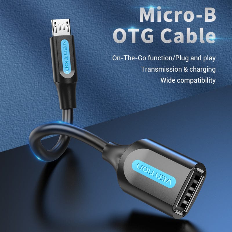 VENTION 0.15m USB 2.0 Micro-B Male to A Female OTG Cable 0.15M Black PVC Type