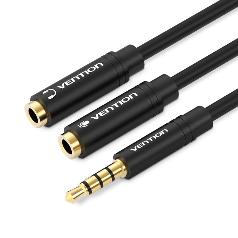 VENTION 0.3m 4 Pole 3.5mm Male to 2*3.5mm Female Stereo Splitter Cable